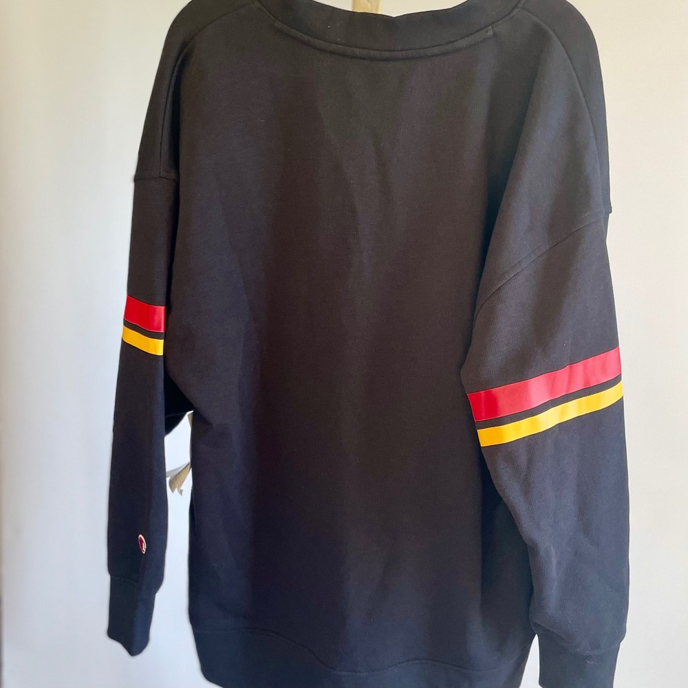 Champion Kansas City Chiefs V-Neck Oversized Sweatshirt Black‎ NFL Women Medium - Picture 3 of 7